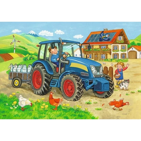  Ravensburger Puzzle 12 x 2 pieces, tractor and excavator