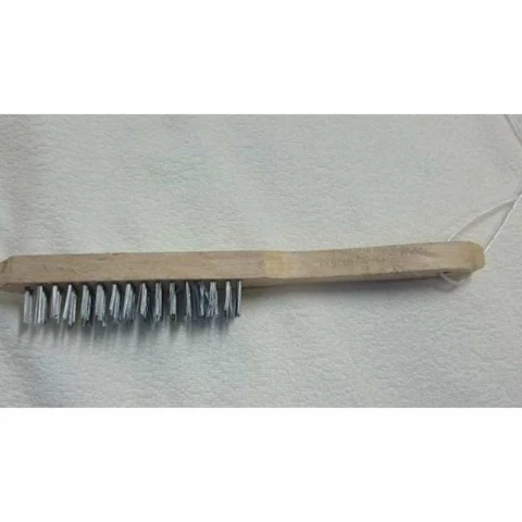 Steel brush 4 rows, 28 cm, wood