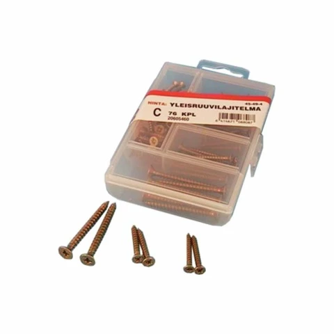 Universal screw assortment, 76 parts