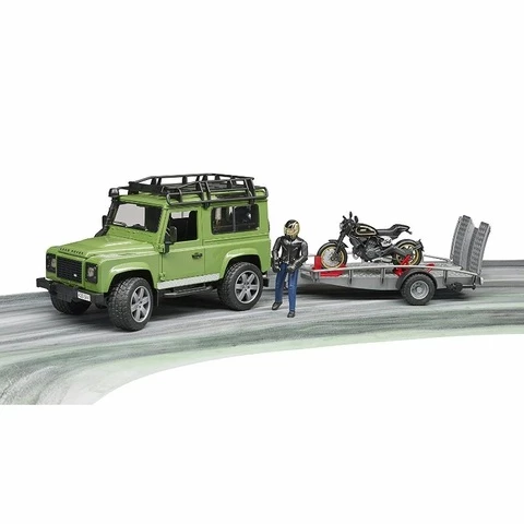 Bruder Land Rover + trailer &amp; motorcycle