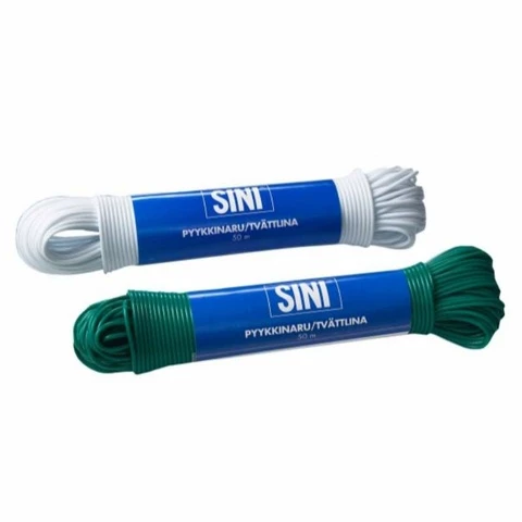 Clothesline 50 m plasticized green or white Sini