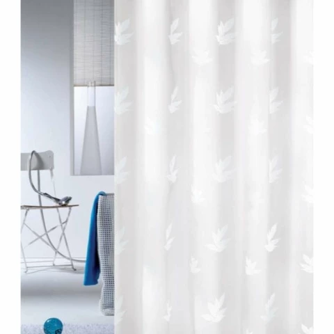 Shower curtain White Leaves 180 x 200 cm