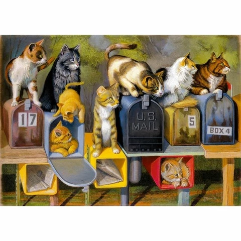 Ravensburger Puzzle 300 returns cats with mailboxes