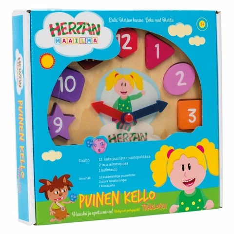 Trefl Hertan World Wooden teaching clock and puzzle