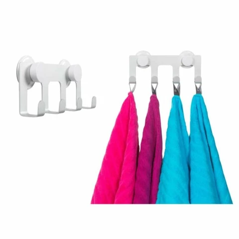 Screwless towel hook with 4 hooks