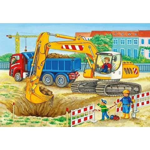  Ravensburger Puzzle 12 x 2 pieces, tractor and excavator