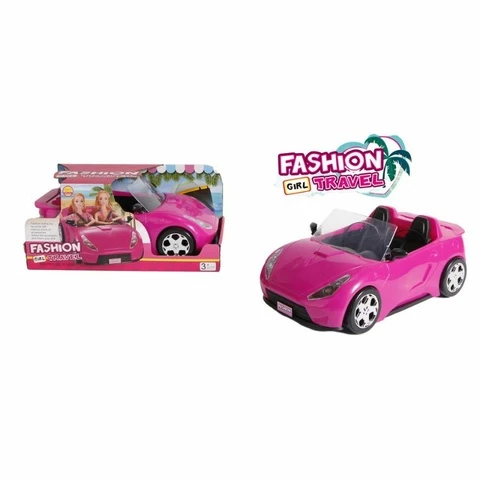 Convertible car for a fashion doll pink