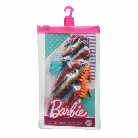 Barbie outfit shiny striped dress