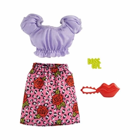 Barbie outfit rose skirt and lilac T-shirt