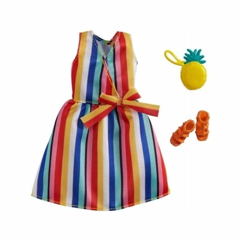 Barbie outfit colorful striped dress
