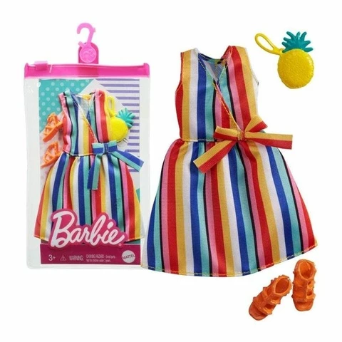 Barbie outfit colorful striped dress