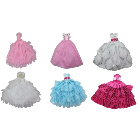 Fashion doll's party dress with frill different types