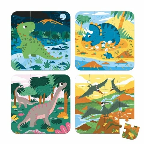 Janod Dinosaurs puzzle bag 4 items