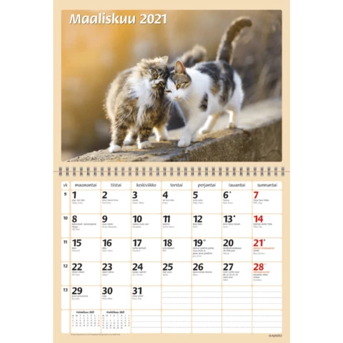 Kalenteri seinäkalenteri kissat 2021