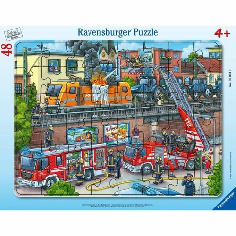  Ravensburger 48 burning frame fire truck rescue mission Puzzle