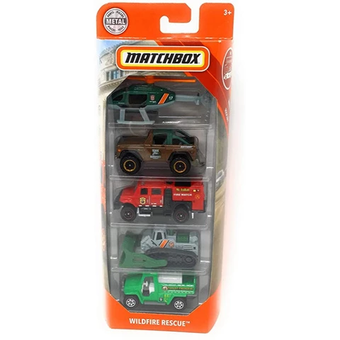 5 different Matchbox cars