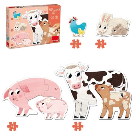 Goula Puzzle 2-3-4-5 returns animal mothers and children