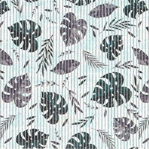 Plush mat with soft blue leaves