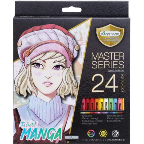 MasterArt Manga-Sävyt Puuvärikynäsetti +Teroitin 24väriä