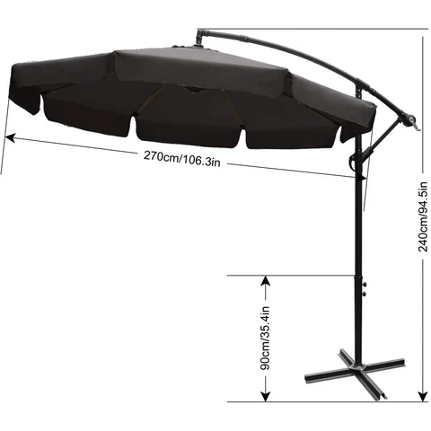 Abccanopy aurinkovarjo 270 cm harmmaa