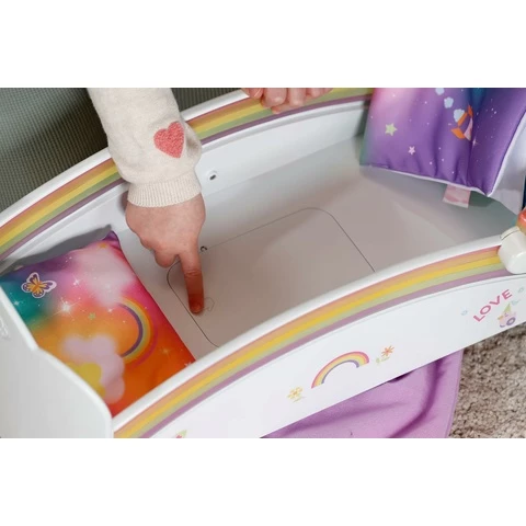 Baby Born nuken sänky vuodevaatteineen valolla ja äänitoiminnalla Rainbow
