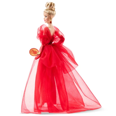 Barbie keräilynukke glittermekolla ja koruilla
