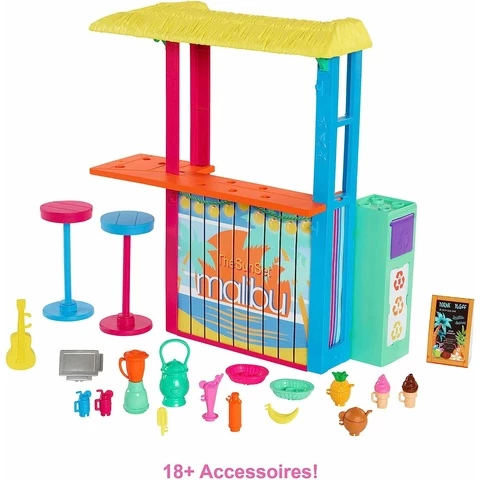 Barbie Malibu beach kiosk with accessories