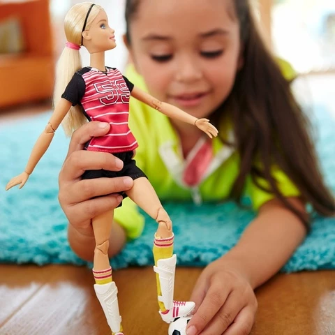 Barbie made to move soccer doll on sale