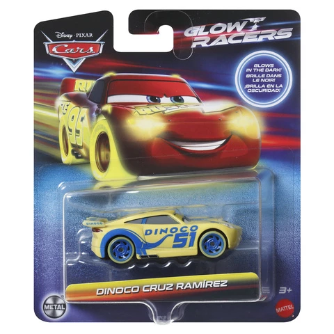 Disney Cars auto Glow Racers pimeässä hohtava Dinoco Cruz Ramirez