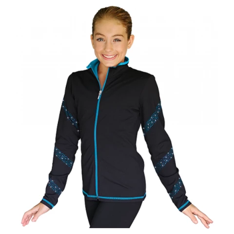 ChloeNoel Ice Skating Jacket  with Crystals Spiral Color Zipper