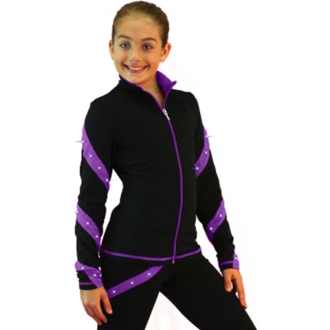 ChloeNoel Ice Skating Jacket with Crystals Spiral Color Zipper