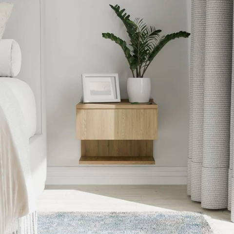 ComfortCove seinään kiinnitettävä yöpöytä luonnollinen puunsävy