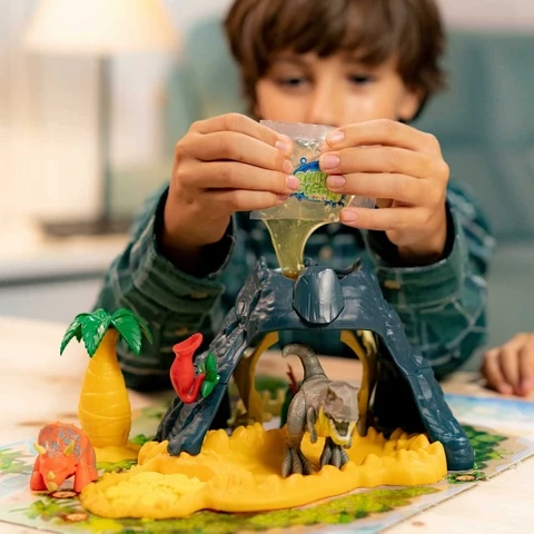 Dinosauruksen joulukalenteri tulivuori ja dinosaurusten leikit