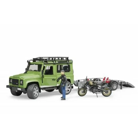 Bruder Land Rover + trailer &amp; motorcycle