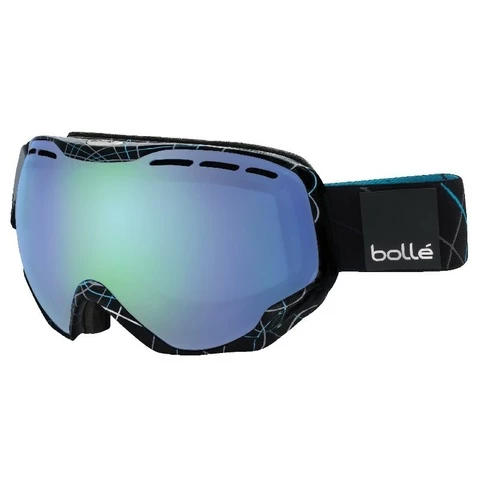 Bolle Emperor OTG Shiny Black &amp; Blue Loops Aurora Snowboard Goggles