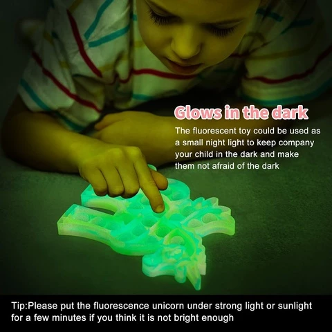 Pop-It Fidget Toys Unicorn glow in the dark