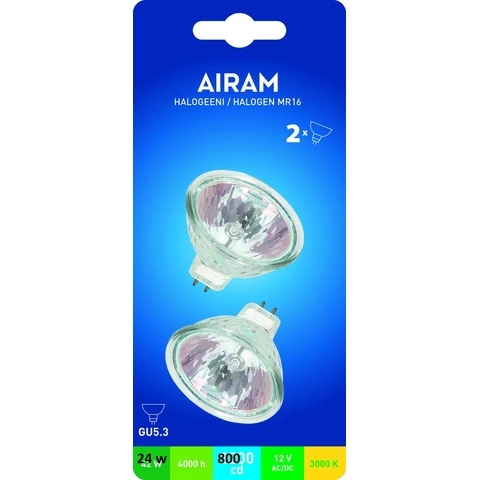 Halogen 12v 28w Gu5,3 Airam 2 kpl