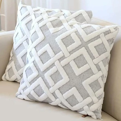 Hamur home boho zigzag tyynynpäälliset, setti 2 kpl harmaa (45x45)