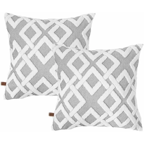 Hamur home boho zigzag tyynynpäälliset, setti 2 kpl harmaa (45x45)