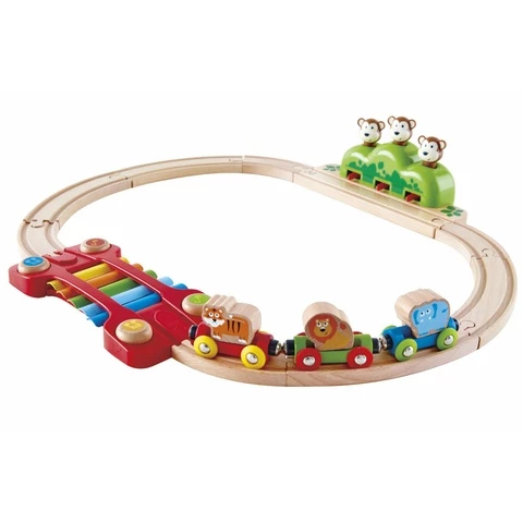 Hape train track set monkeys 19 pieces