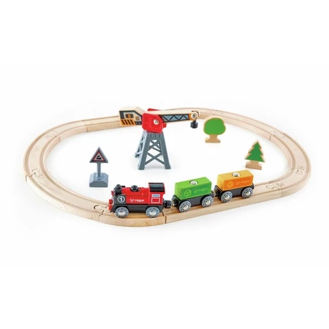 Hape Wooden train track and locomotive play set