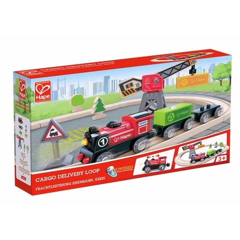 Hape Wooden train track and locomotive play set