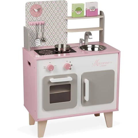 Janod Play kitchen wooden pink with accessories