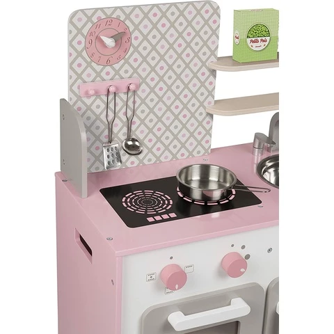 Janod Play kitchen wooden pink with accessories