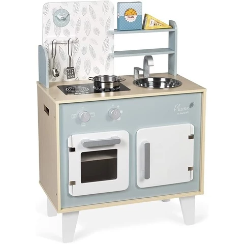 Janod wooden play kitchen blue with accessories