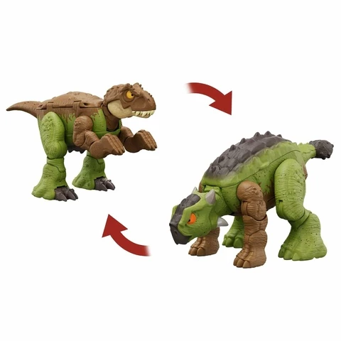 Jurassic World Dinosaurus Muuntajahahmo 2-in-1 Tyrannosaurus T Rex ja Ankylosaurus