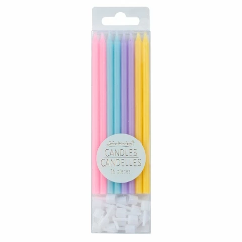 Cake candles 16 pcs pastel coloring