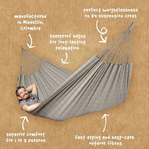 LA SIESTA Brisa riippumatto ruudullinen harmaa