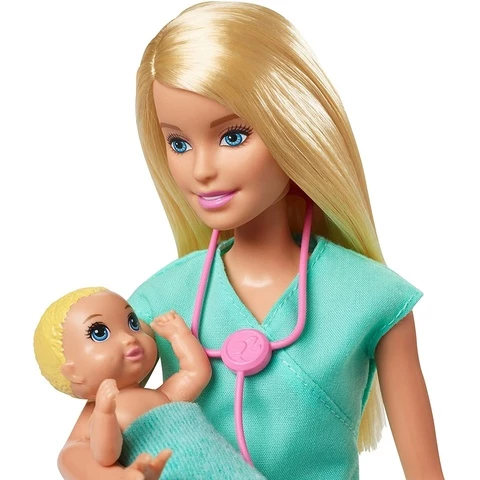 Barbie pediatrician and 2 babies / playset
