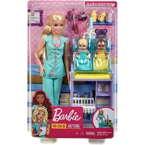 Barbie pediatrician and 2 babies / playset